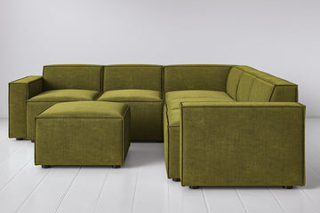 Moss Image 1 - Model 03 Corner Sofa with Ottoman in Moss Front View