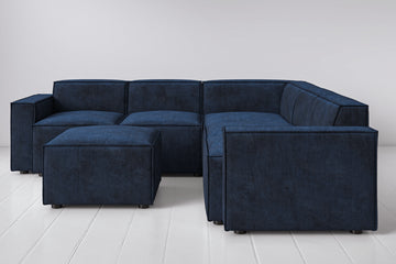 Navy Image 1 - Model 03 Corner Sofa with Ottoman in Navy Front View