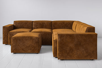 Ochre Image 1 - Model 03 Corner Sofa with Ottoman in Ochre Front View