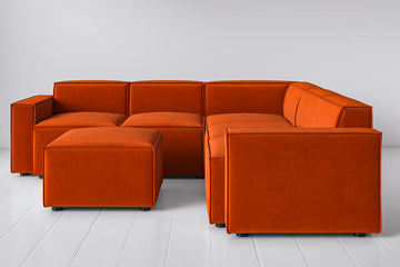 Paprika Image 1 - Model 03 Corner Sofa with Ottoman in Paprika Front View