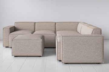 Sand Image 1 - Model 03 Corner Sofa with Ottoman in Sand Front View