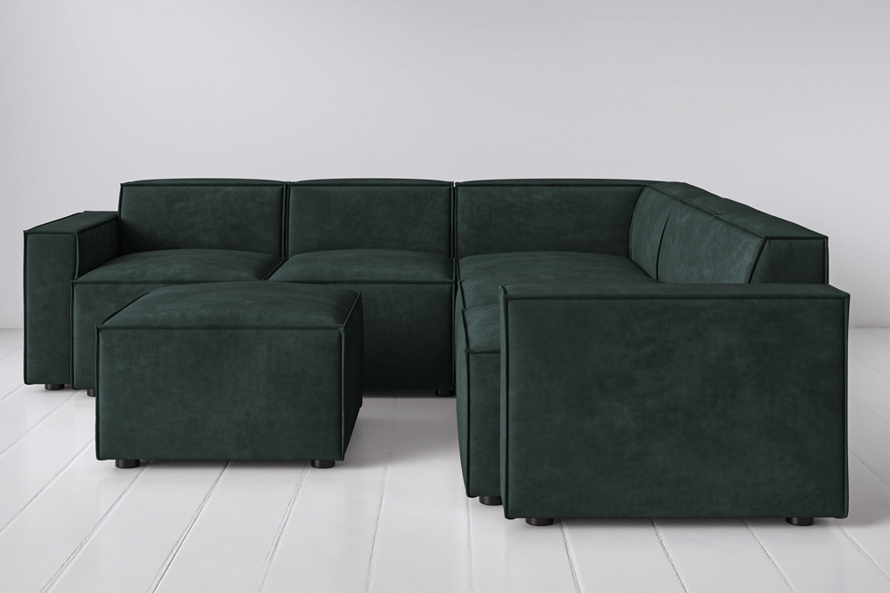 Sapphire Image 1 - Model 03 Corner Sofa with Ottoman in Sapphire Front View