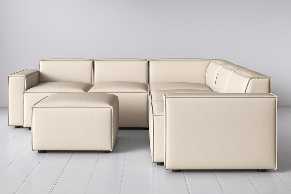 Silk Image 1 - Model 03 Corner Sofa with Ottoman in Silk Front View