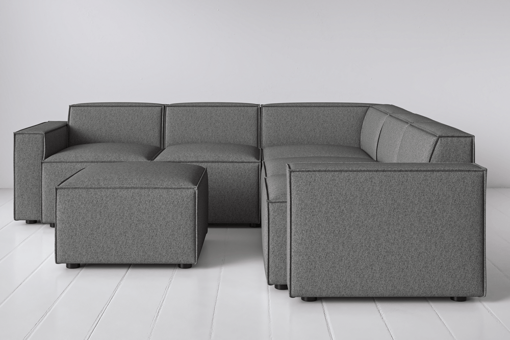 Slate Image 1 - Model 03 Corner Sofa with Ottoman in Slate Front View