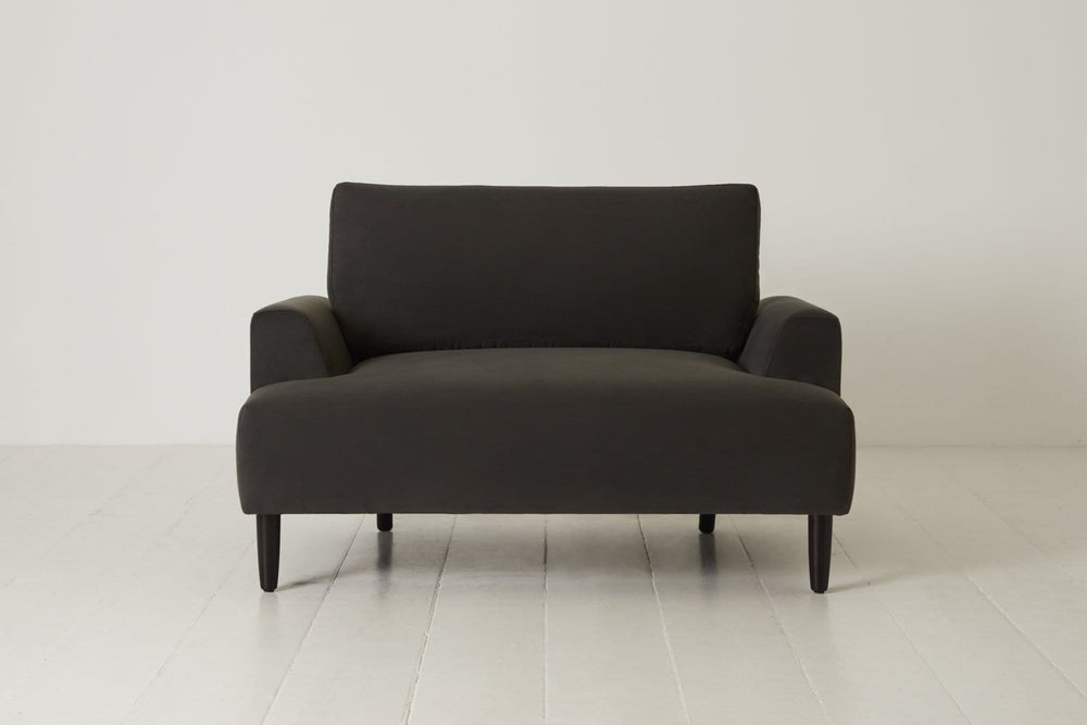 Charcoal Image 1 - Model 05 Love Seat in Charcoal Velvet - Front View