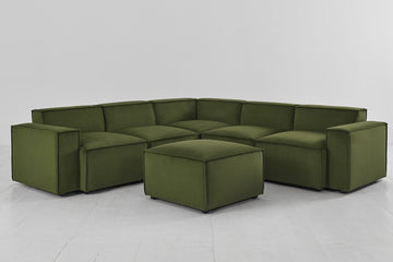 Vine image 1 - Model 03 Corner Sofa with Ottoman in Vine Velvet Front View