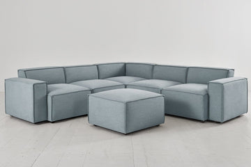 Seaglass image 1 - Model 03 Corner Sofa with Ottoman in Seaglass Linen Front View