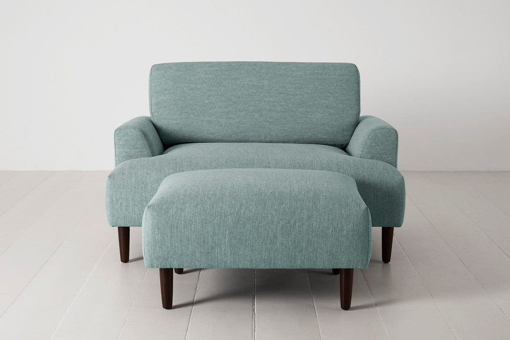 Turquoise image 1 - Model 05 Chaise Longue in Turquoise Linen Front View