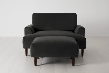 Charcoal image 1 - Model 05 Chaise Longue in Charcoal Velvet Front View