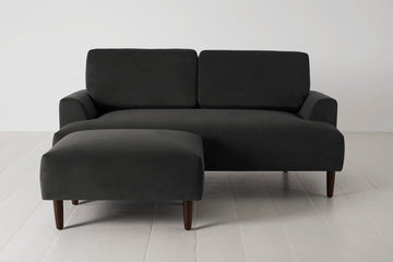 Charcoal Image 1 - Model 05 2 Seater Chaise in Charcoal Velvet - Front View