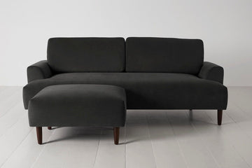 Charcoal Image 1 - Model 05 3 Seater Chaise in Charcoal Velvet - Front View