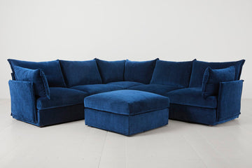 Navy Image 1 - Model 06 Corner Sofa with Ottoman in Navy Front View