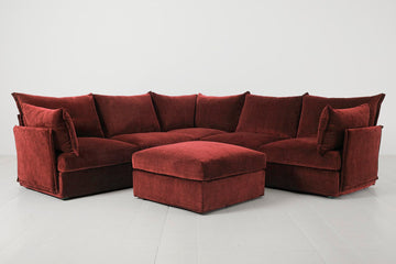 Burgundy Image 1 - Model 06 Corner Sofa with Ottoman in Burgundy Front View