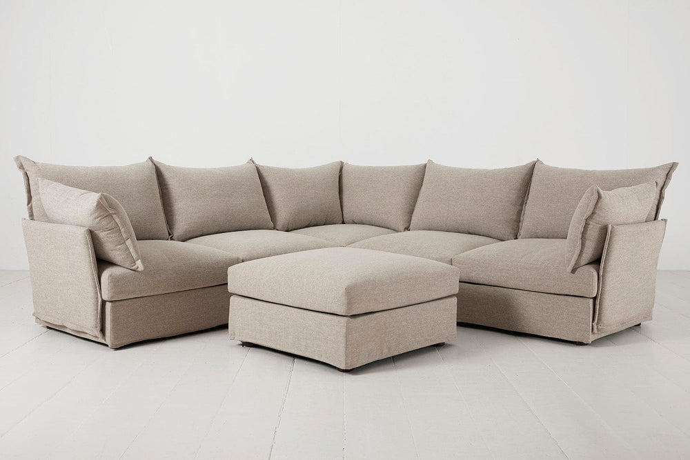 Pumice Image 1 - Model 06 Corner Sofa with Ottoman in Pumice Front View