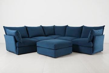 Teal Image 1 - Model 06 Corner Sofa with Ottoman in Teal Front View
