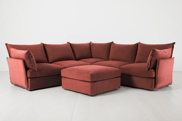 Brick Image 1 - Model 06 Corner Sofa with Ottoman in Brick Front View