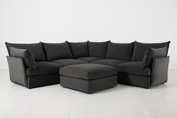 Charcoal Image 1 - Model 06 Corner Sofa with Ottoman in Charcoal Front View