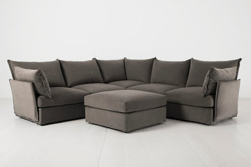 Elephant Image 1 - Model 06 Corner Sofa with Ottoman in Elephant Front View