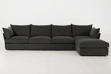 Charcoal Image 1 - Model 06 4 Seater Right Corner Sofa in Charcoal Front View