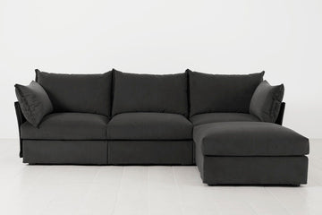 Charcoal Image 1 - Model 06 3 Seater Right Corner Sofa in Charcoal Front View