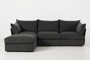 Charcoal Image 1 - Model 06 3 Seater Left Corner Sofa in Charcoal Front View