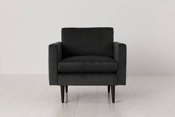 Charcoal image 1 - Model 01 Armchair in Charcoal Velvet Front View