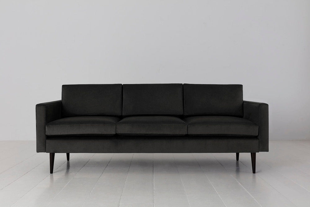 Charcoal image 1 - Model 01 3 Seater in Charcoal Velvet Front View