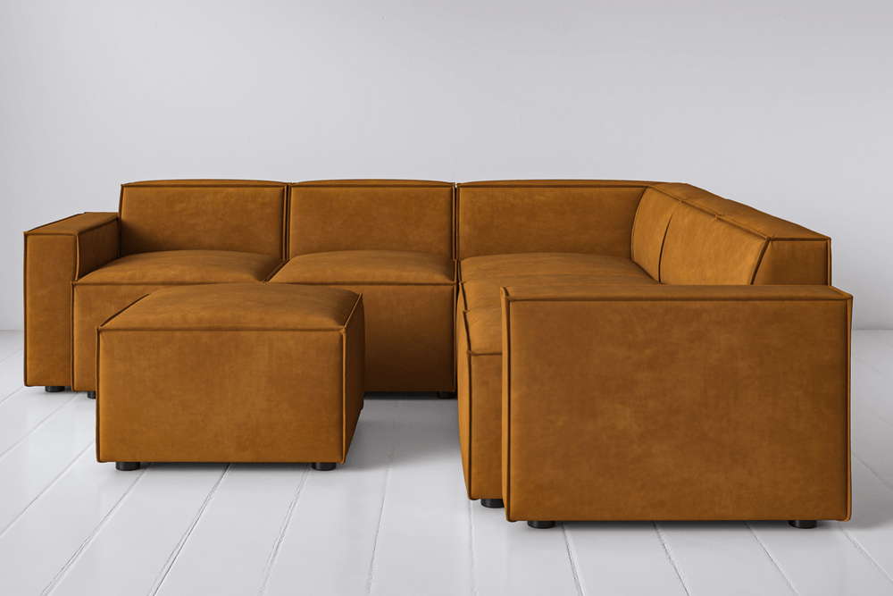 Tan Image 1 - Model 03 Corner Sofa with Ottoman in Tan Front View
