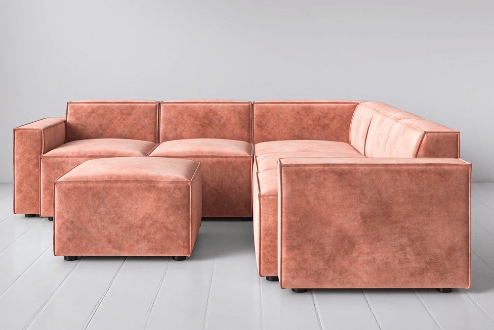 Terracotta Image 1 - Model 03 Corner Sofa with Ottoman in Terracotta Front View